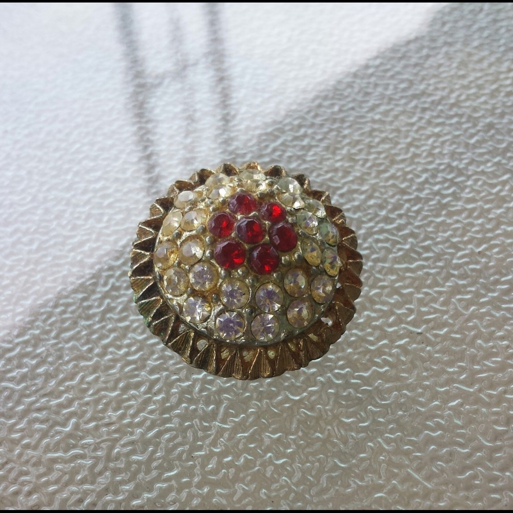 Bundle 3 VTG 50s Jewel Tone & Rhinestone Buttons - Picture 3 of 13